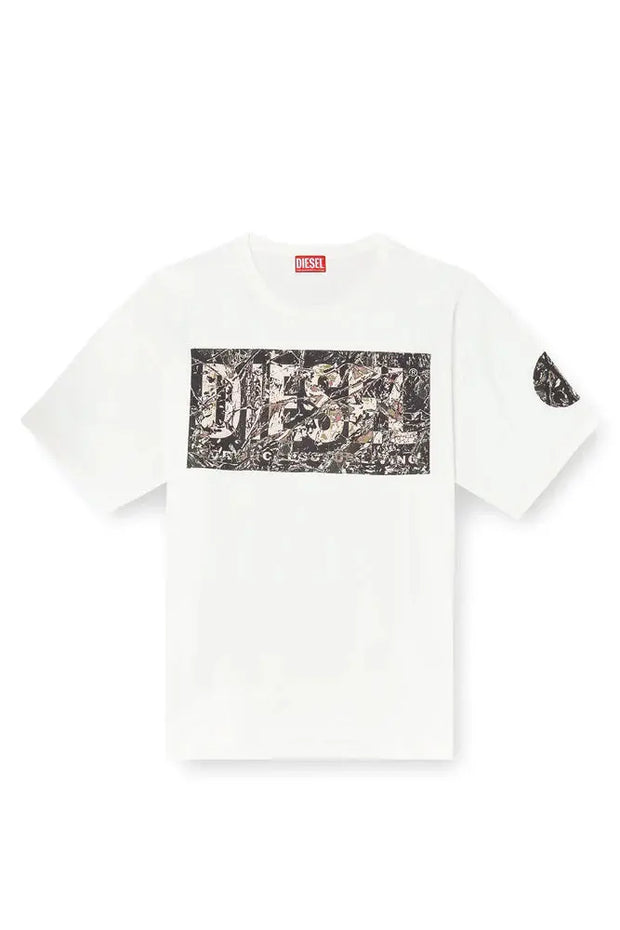 T-shirt with large gabardine patch logo Diesel