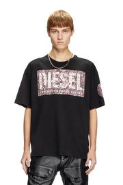 T-shirt with large gabardine patch logo Diesel