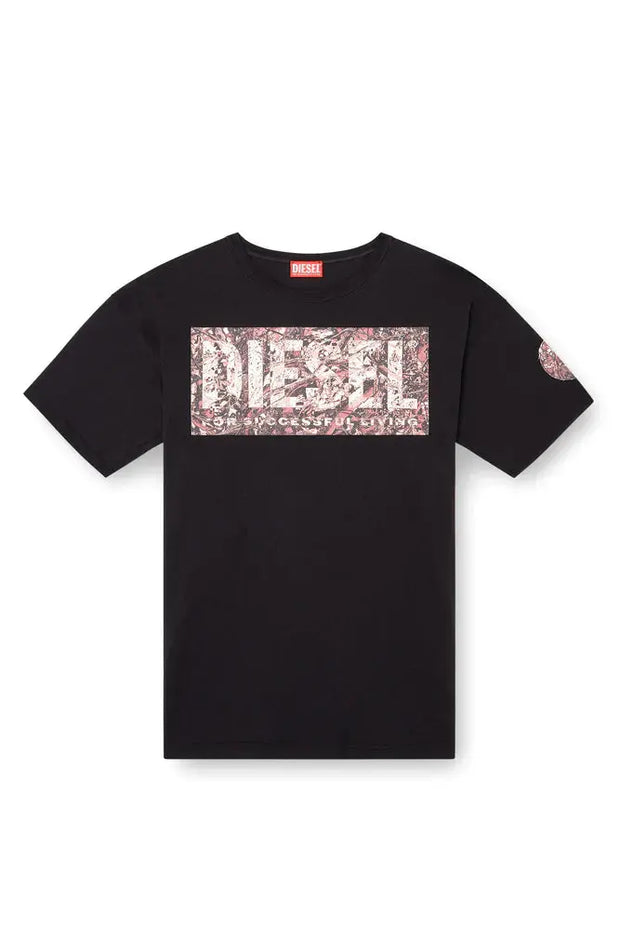 T-shirt with large gabardine patch logo Diesel