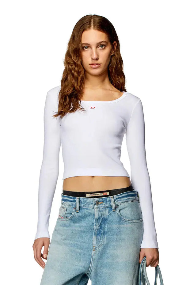 Long-sleeve top with embroidered D patch Diesel