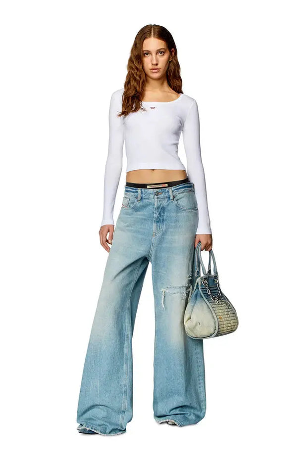 Long-sleeve top with embroidered D patch Diesel