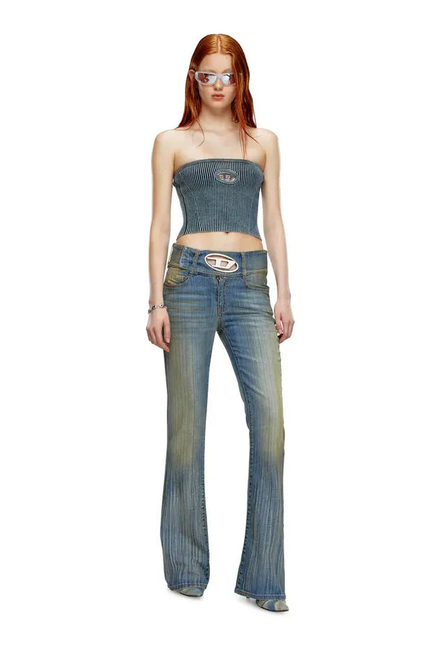 Rib-knit tube top with Oval D Diesel