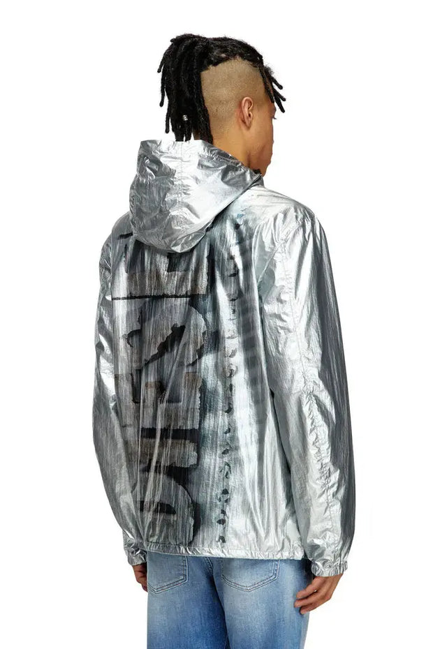 Metallic windbreaker jacket with logo Diesel