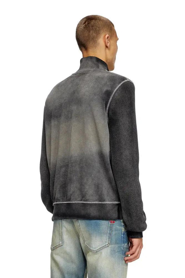 Waffle and jersey zip-up sweatshirt Diesel