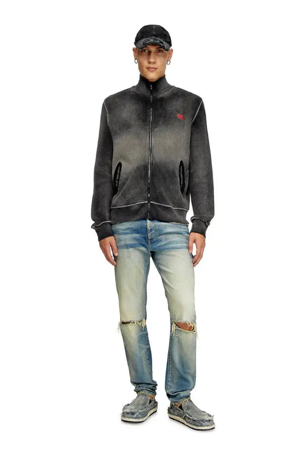 Waffle and jersey zip-up sweatshirt Diesel