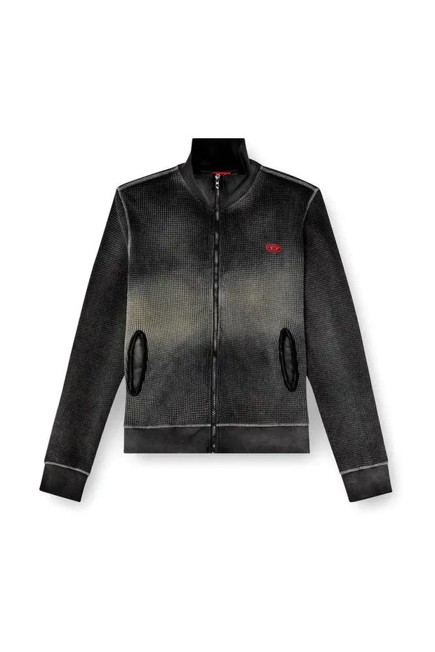 Waffle and jersey zip-up sweatshirt Diesel