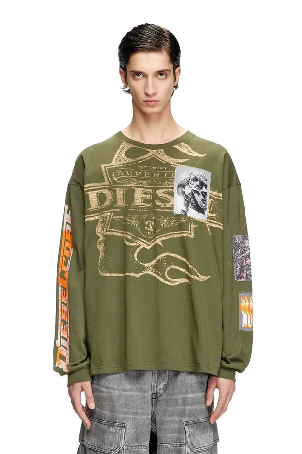 Long-sleeve T-shirt with graphic patches Diesel