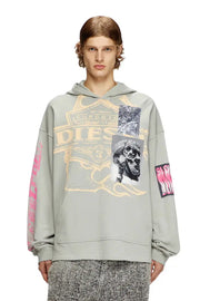 Hoodie with prints and logo patches Diesel