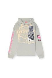Hoodie with prints and logo patches Diesel