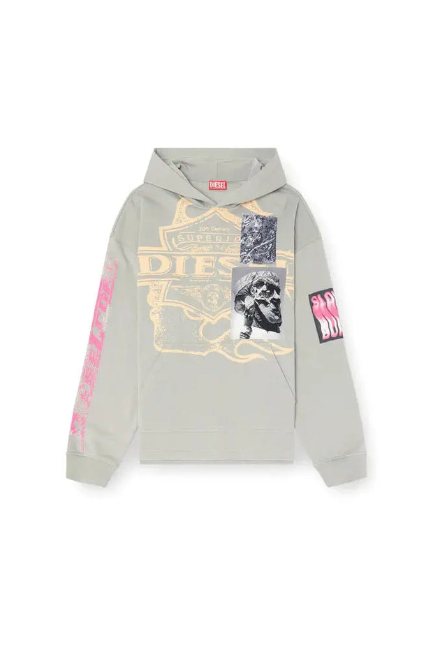 Hoodie with prints and logo patches Diesel