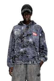 Marble-effect burnout hoodie Diesel