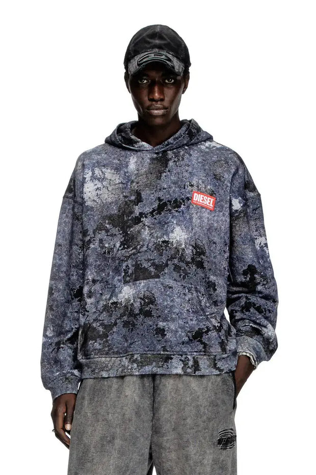 Marble-effect burnout hoodie Diesel