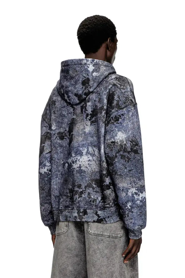 Marble-effect burnout hoodie Diesel