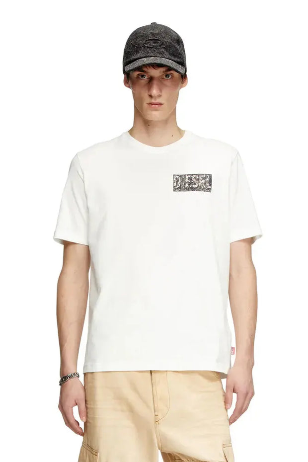 T-shirt with gabardine patch logo Diesel