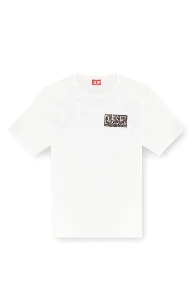 T-shirt with gabardine patch logo Diesel