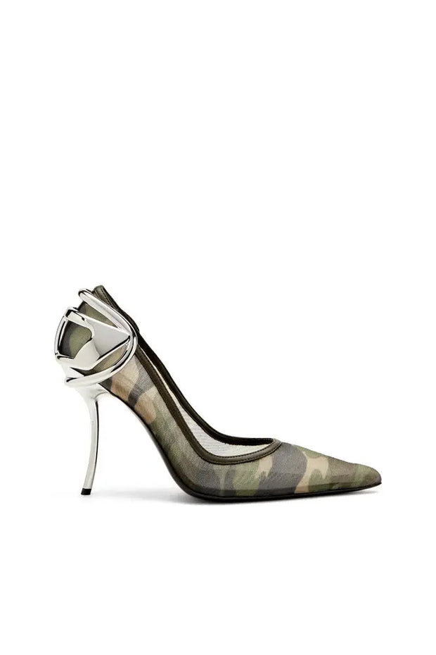 D-Ten&Half-Camo-mesh pumps with curved heel Diesel