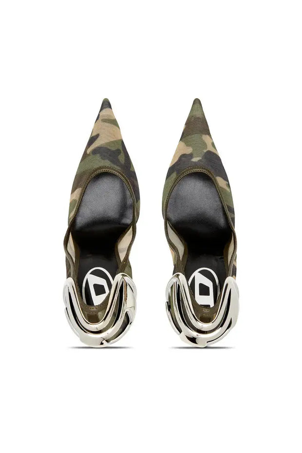 D-Ten&Half-Camo-mesh pumps with curved heel Diesel
