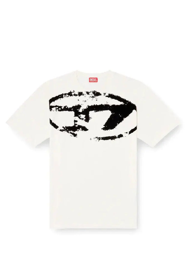 T-shirt with distressed flocked logo Diesel