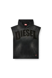 Sleeveless hoodie in mesh and jersey Diesel