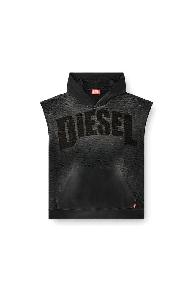 Sleeveless hoodie in mesh and jersey Diesel