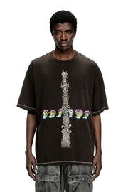 Acid-wash T-shirt with printed graphics Diesel