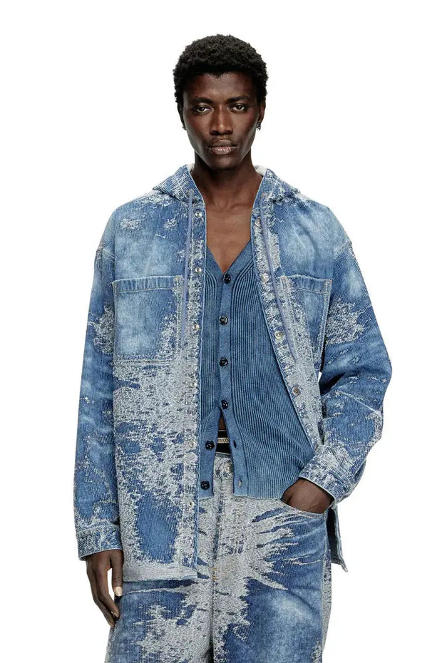 Overshirt in distressed jacquard denim Diesel