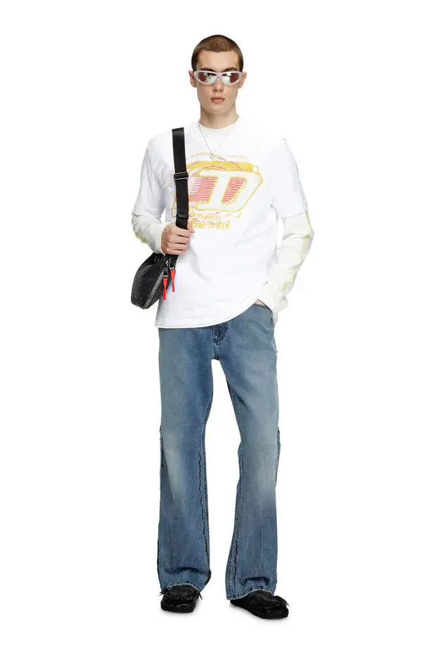 Slub cotton T-shirt with flocked logo Diesel