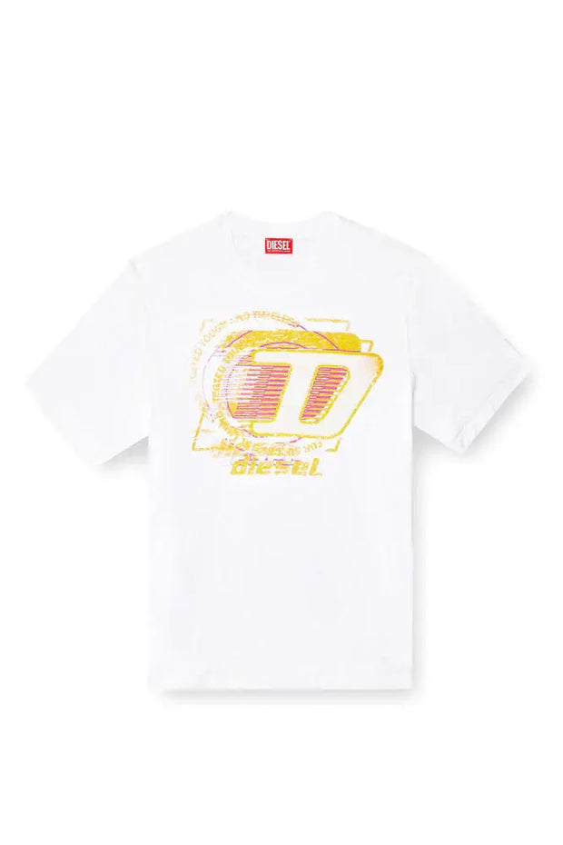 Slub cotton T-shirt with flocked logo Diesel