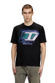 Slub cotton T-shirt with flocked logo Diesel