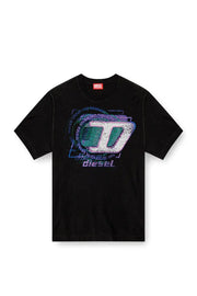 Slub cotton T-shirt with flocked logo Diesel