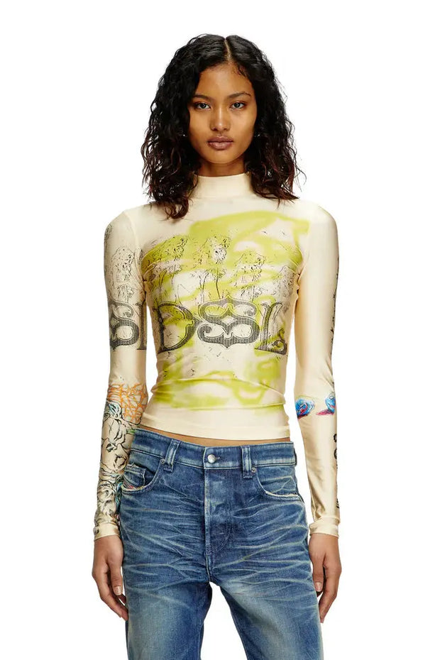Turtleneck top with tattoo print Diesel