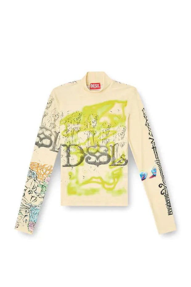 Turtleneck top with tattoo print Diesel