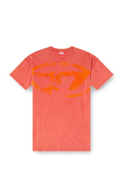 Acid-wash T-shirt with flocked Oval D logo Diesel