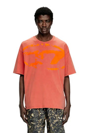 Acid-wash T-shirt with flocked Oval D logo Diesel