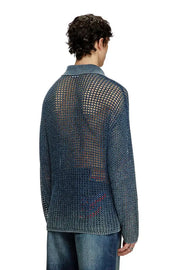 Open-knit polo jumper in denim yarn Diesel