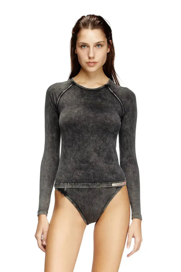 Long-sleeve T-shirt in denim-effect jersey Diesel