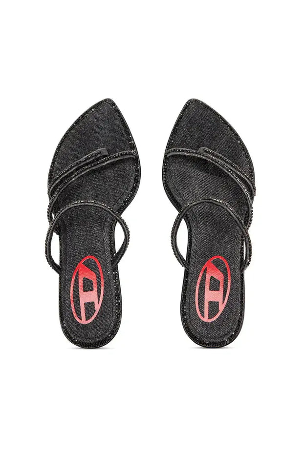 D-Havanna-Kitten-heel mules in crystal denim Diesel