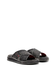 Sa-Slide-Denim slides with criss-cross straps Diesel