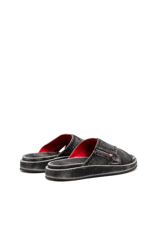 Sa-Slide-Denim slides with criss-cross straps Diesel