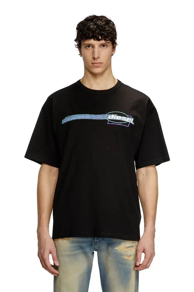 T-shirt with flocked logo graphics Diesel