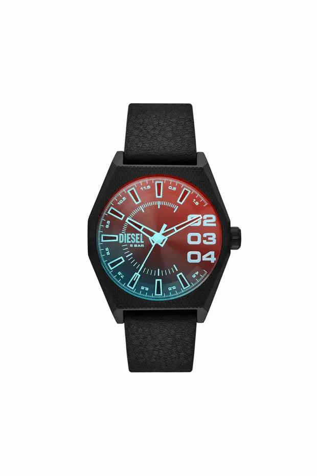 Scraper Black Leather Watch Diesel