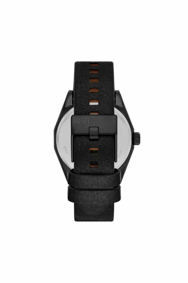 Scraper Black Leather Watch Diesel