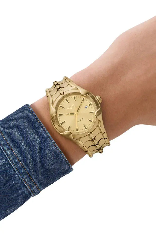 Vert Three-Hand Date Gold-Tone Stainless Steel Watch Diesel