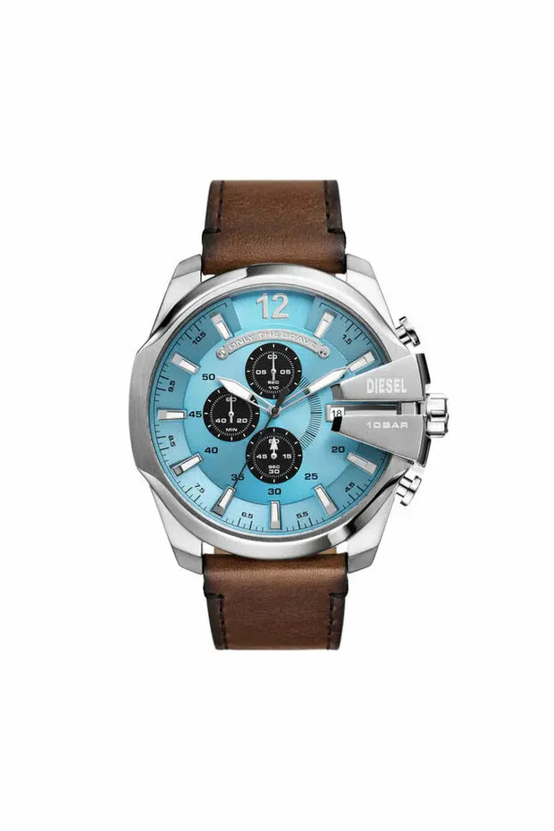 Mega Chief chronograph brown leather watch Diesel