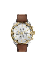 Spiked chronograph brown leather watch Diesel