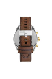 Spiked chronograph brown leather watch Diesel