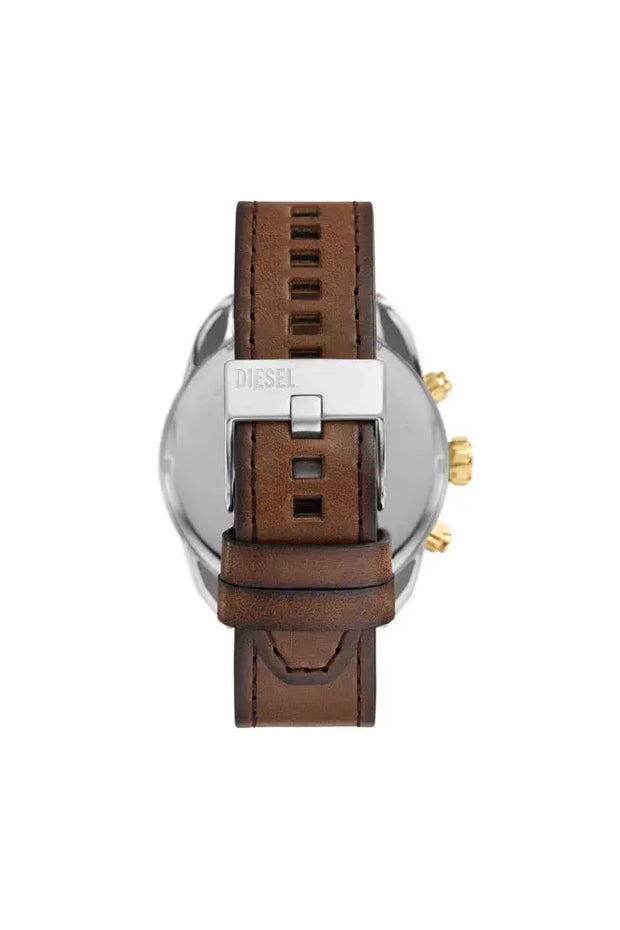 Spiked chronograph brown leather watch Diesel