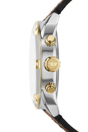 Spiked chronograph brown leather watch Diesel