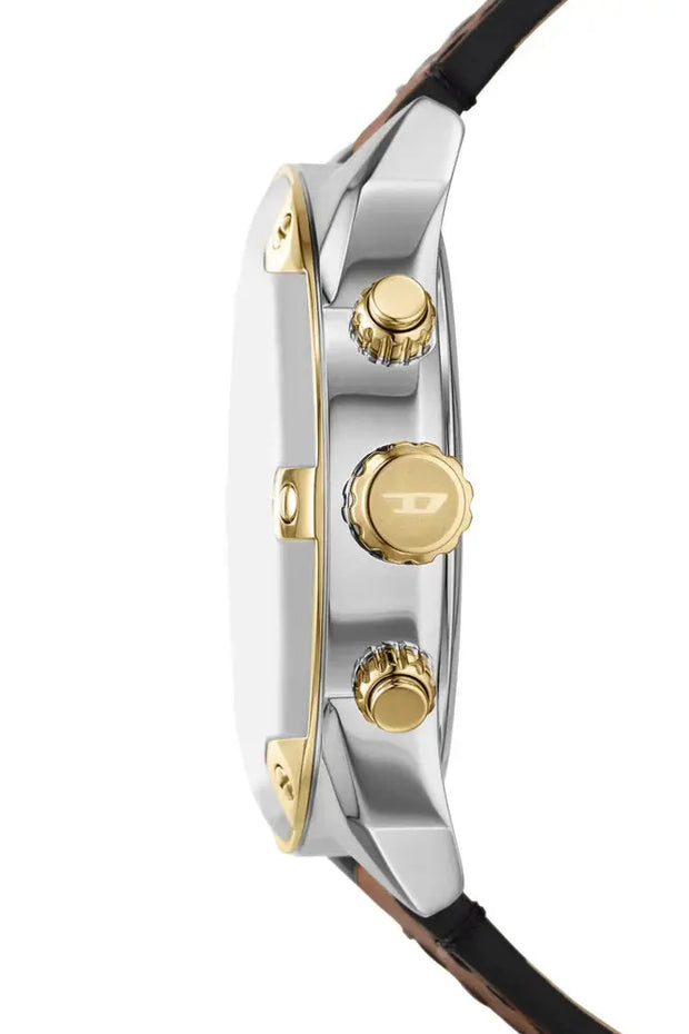 Spiked chronograph brown leather watch Diesel