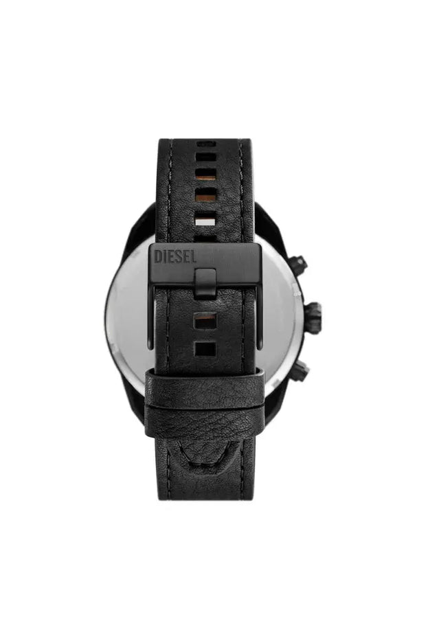 Spiked chronograph black leather watch Diesel